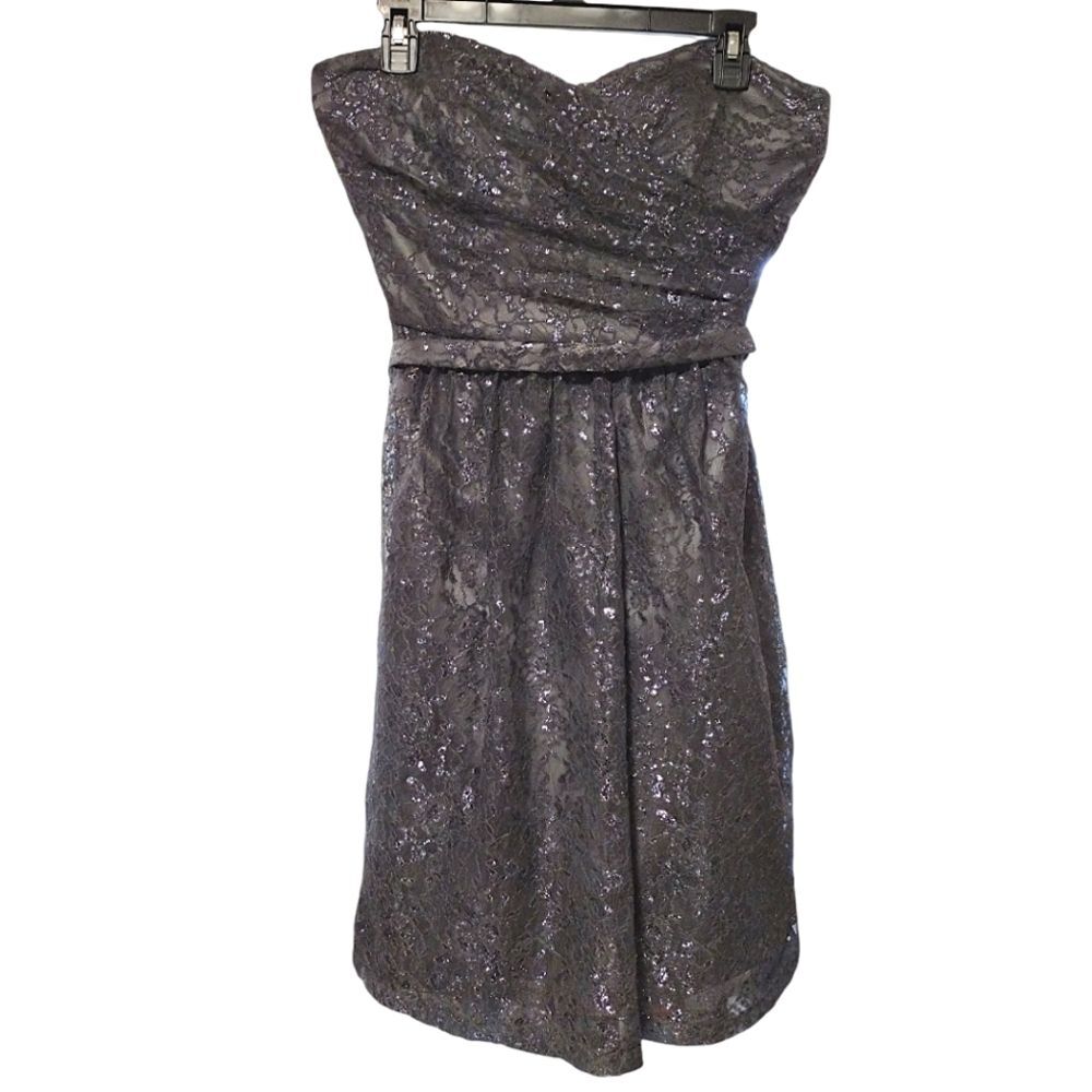 Dessy Collection by Vivian Diamond;Prom, Wedding, Formal Dress, Charcoal, Size 6